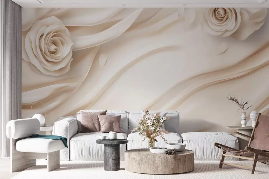 wall murals Елегантна беж позадина са ружама w02197
