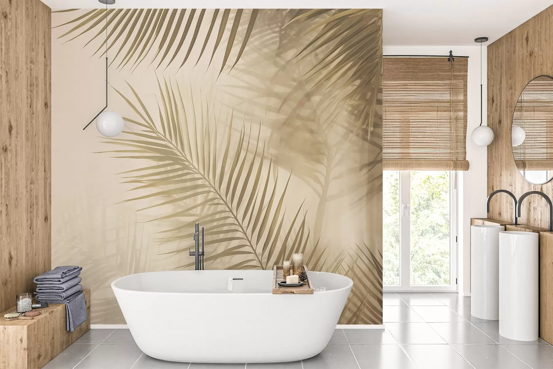 wall murals Палмино лишће у винтаге стилу w02224