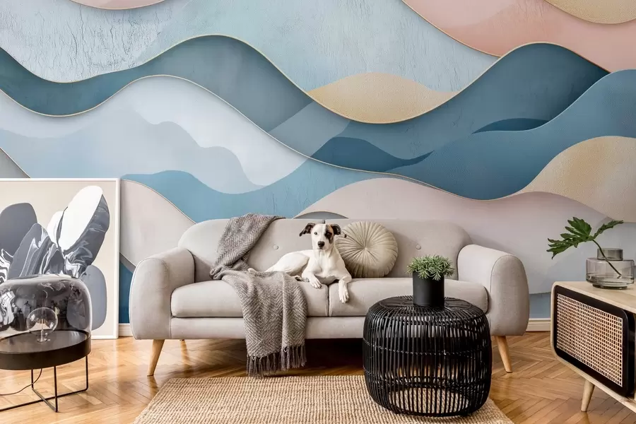 wall murals Таласаста арт деко шара у розе и плавим бојама w02290