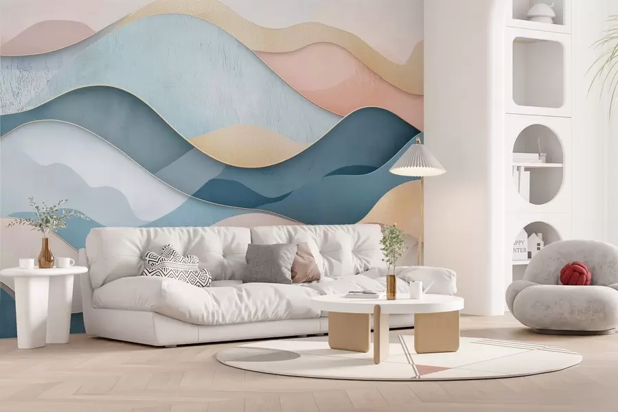 wall murals Таласаста арт деко шара у розе и плавим бојама w02290