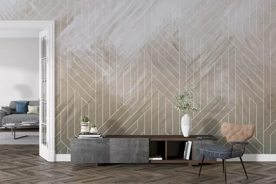 wall murals Геометријска апстрактна позадина са дијагоналним линијама и ефектом градијента у нијансама браон w08433v1