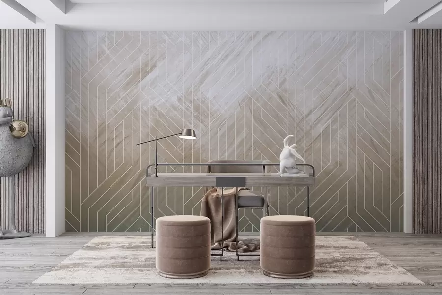 wall murals Геометријска апстрактна позадина са дијагоналним линијама и ефектом градијента у нијансама браон w08433v1