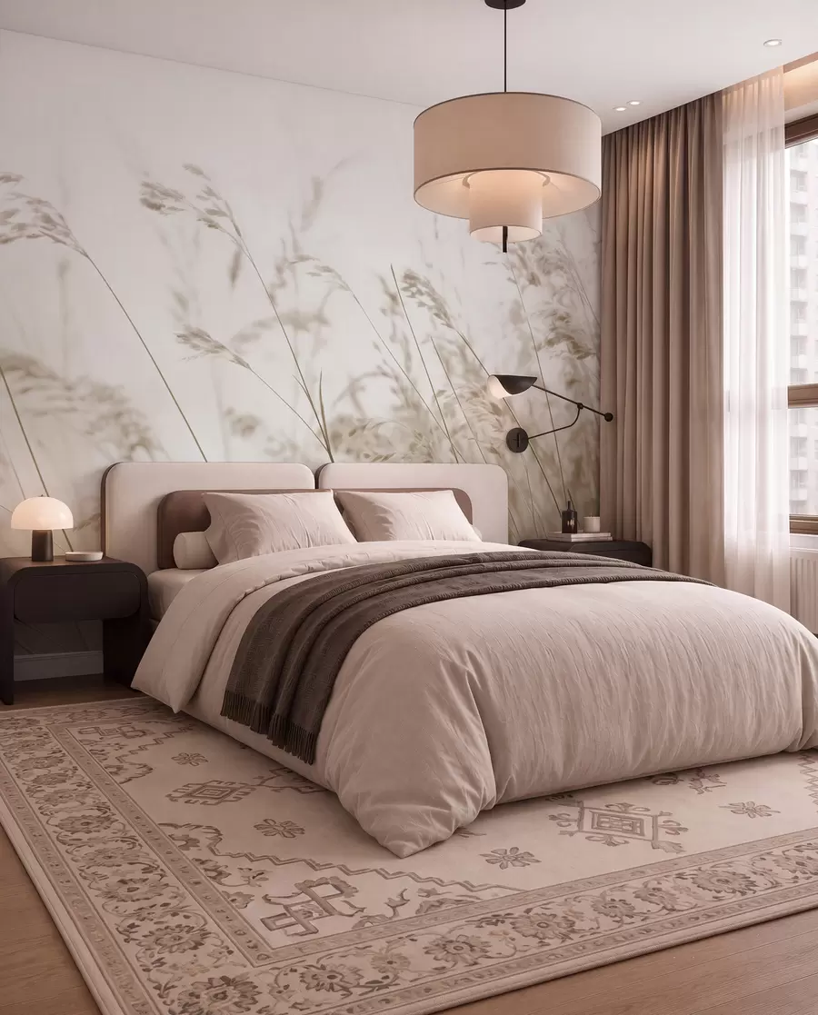 wall murals Пољске траве у магловиту зору w02250