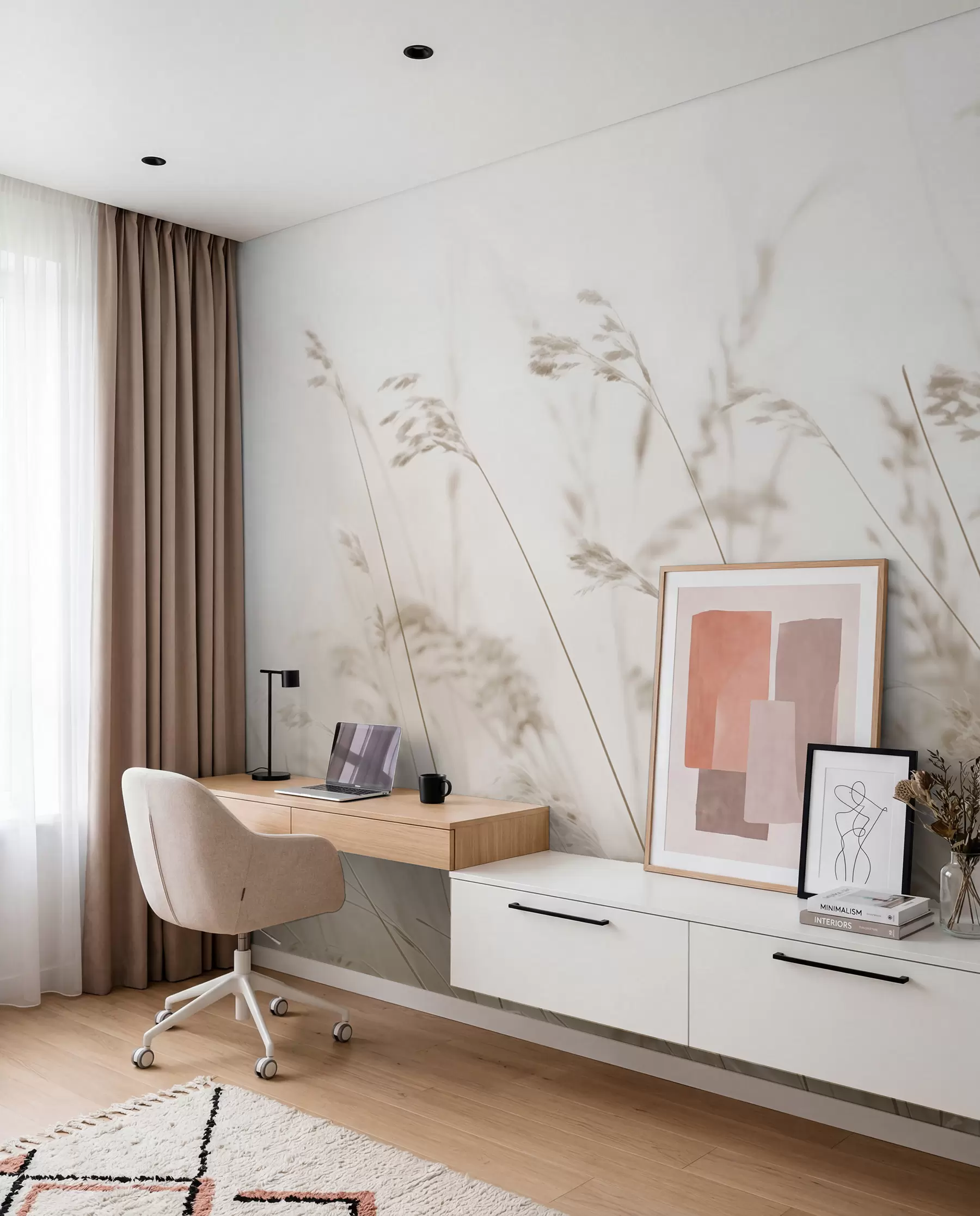 wall murals Пољске траве у магловиту зору w02250