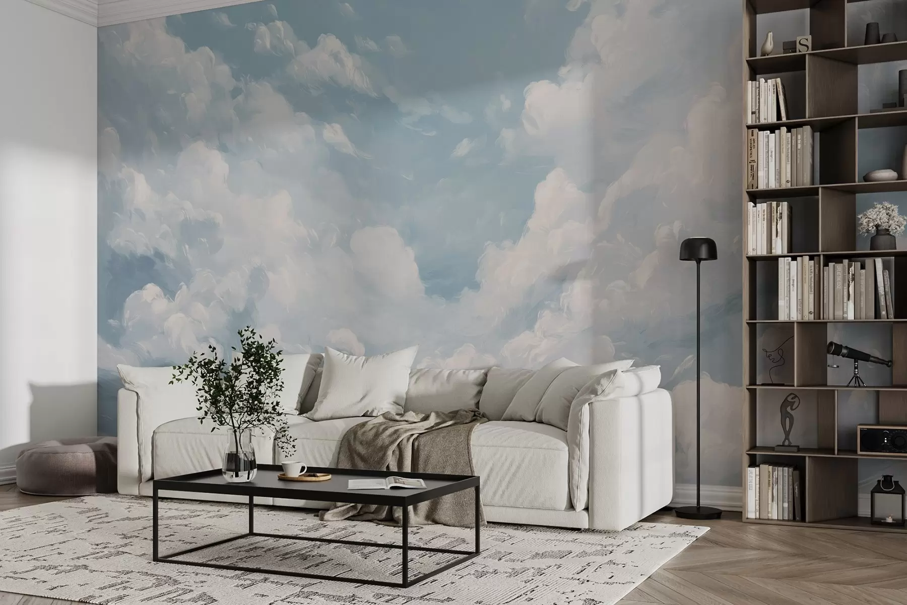 wall murals Плаво небо са симулираним потезима уља w02313