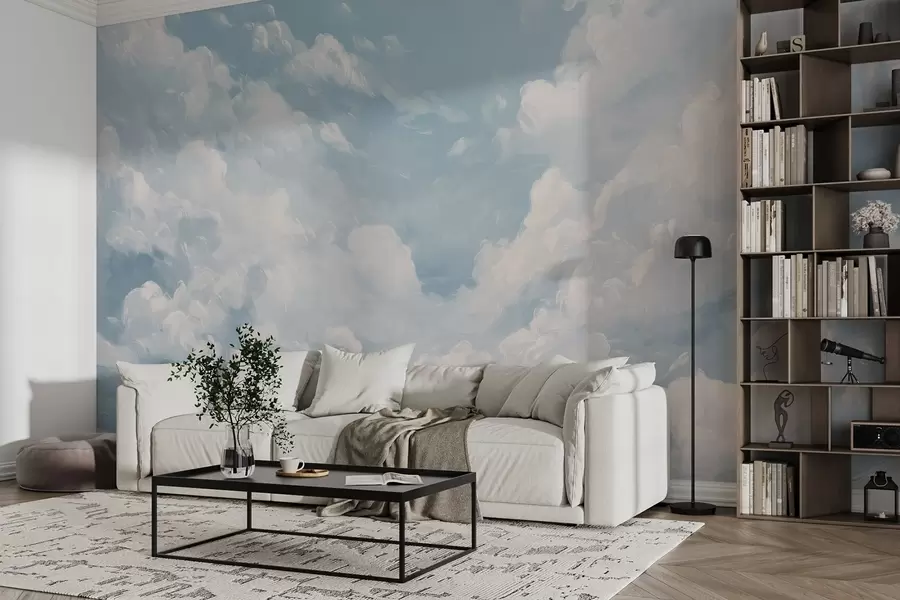 wall murals Плаво небо са симулираним потезима уља w02313