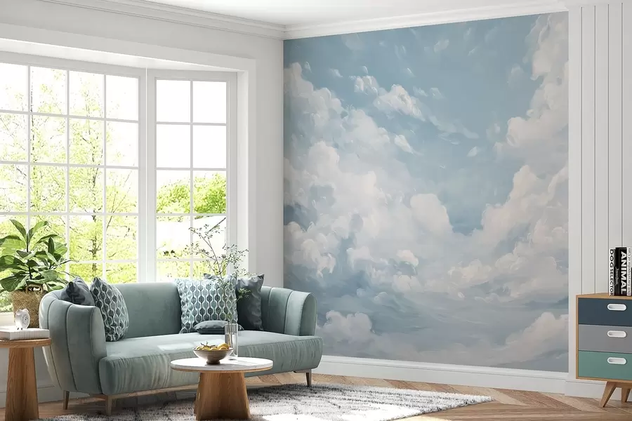 wall murals Плаво небо са симулираним потезима уља w02313