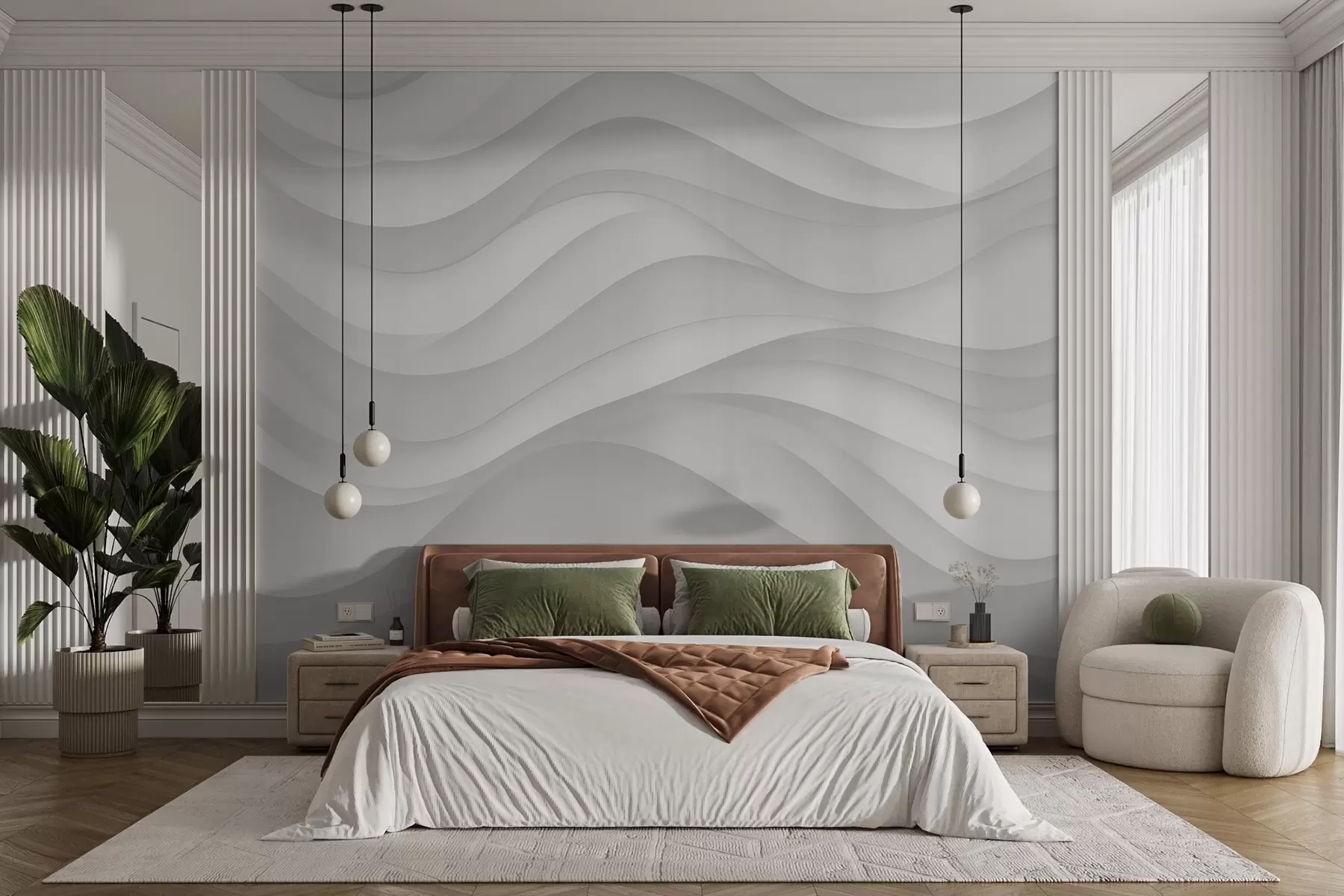 wall murals Сиви таласи у меким тоновима w02314