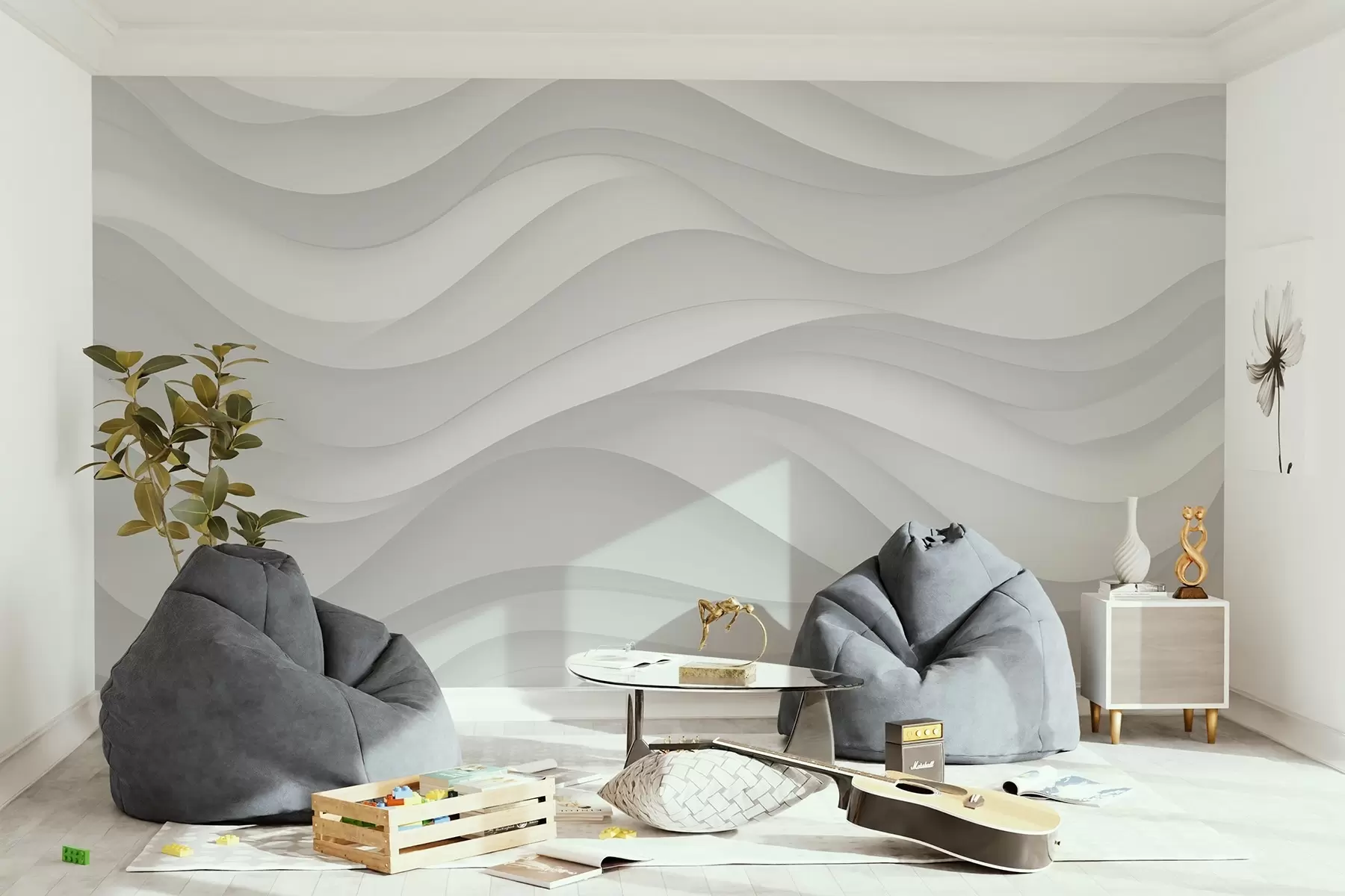 wall murals Сиви таласи у меким тоновима w02314