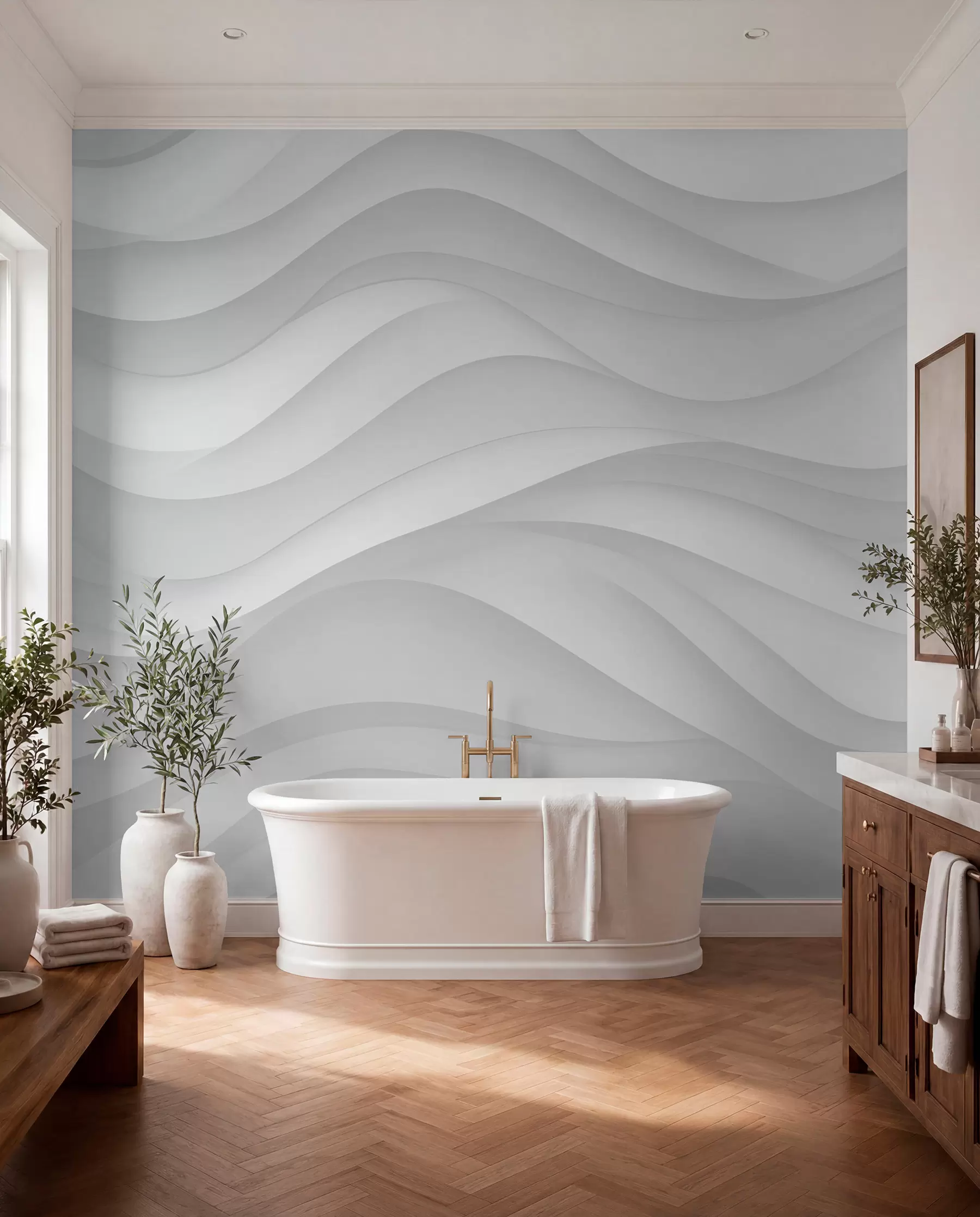 wall murals Сиви таласи у меким тоновима w02314