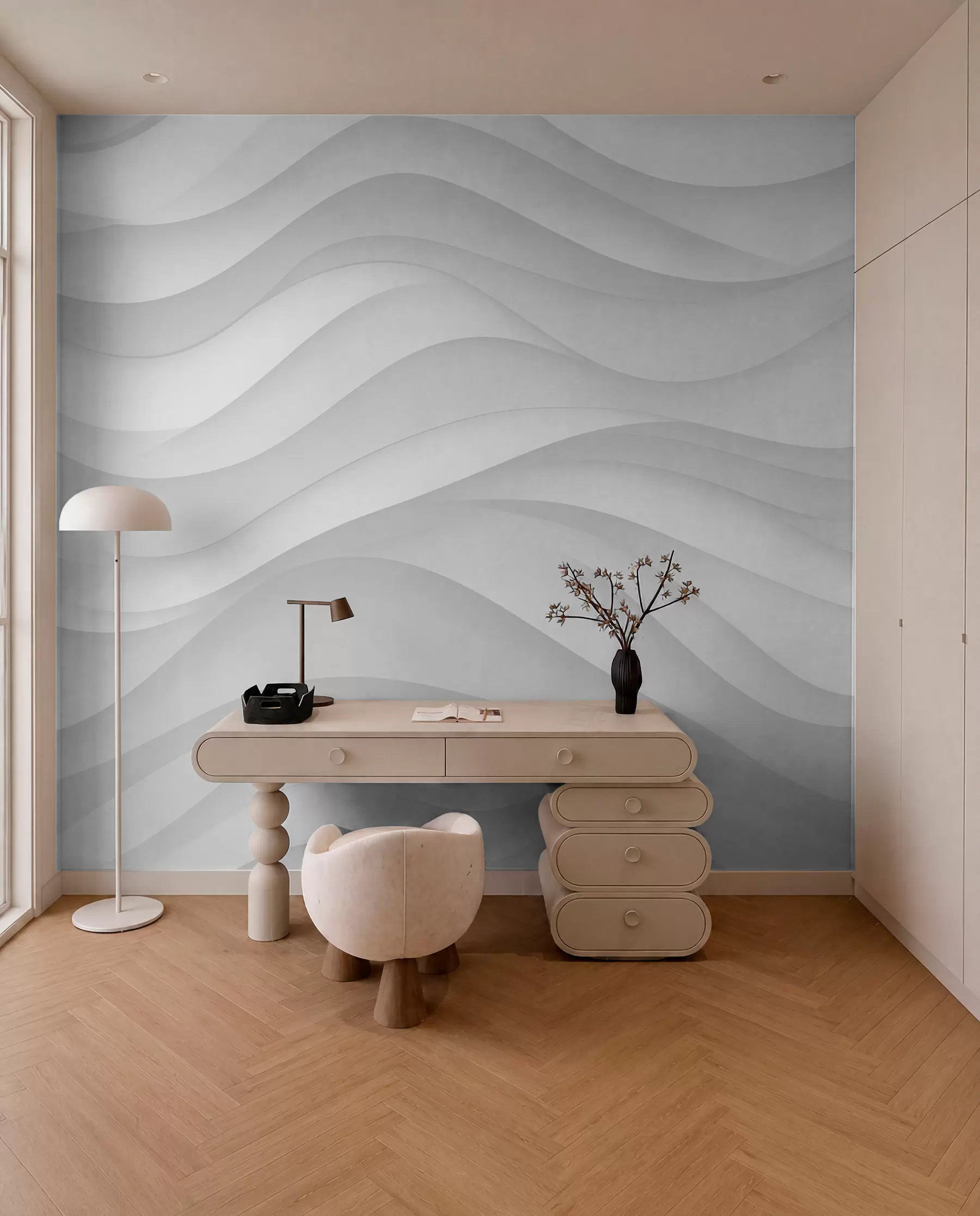 wall murals Сиви таласи у меким тоновима w02314