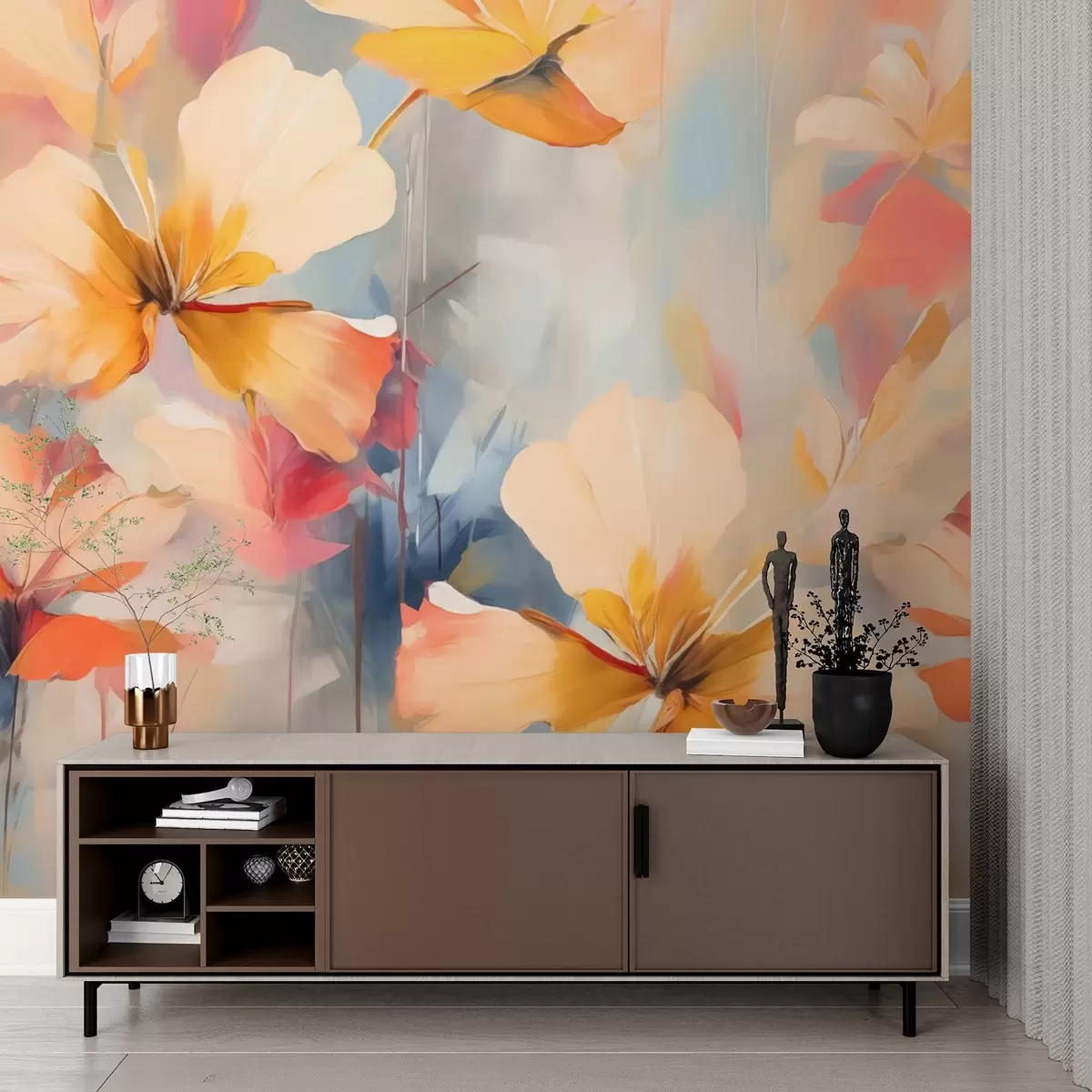 wall murals Сликање имитације апстрактног цвећа w02327