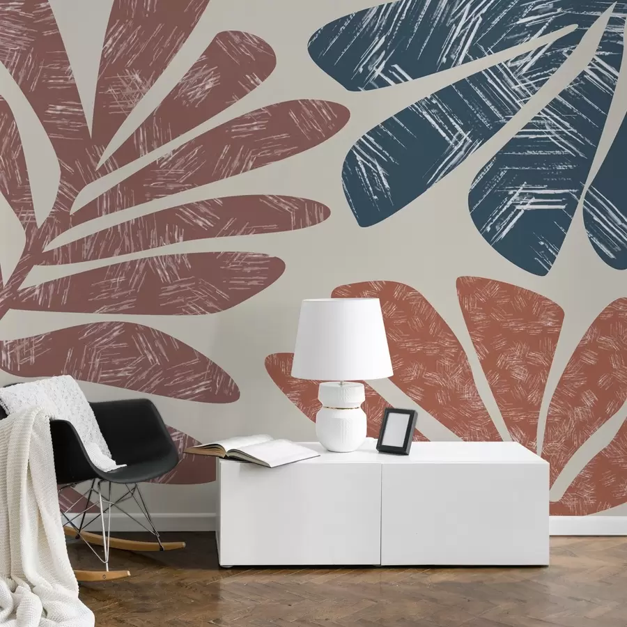 wall murals Силуета лиснатих грана са текстуром w02333