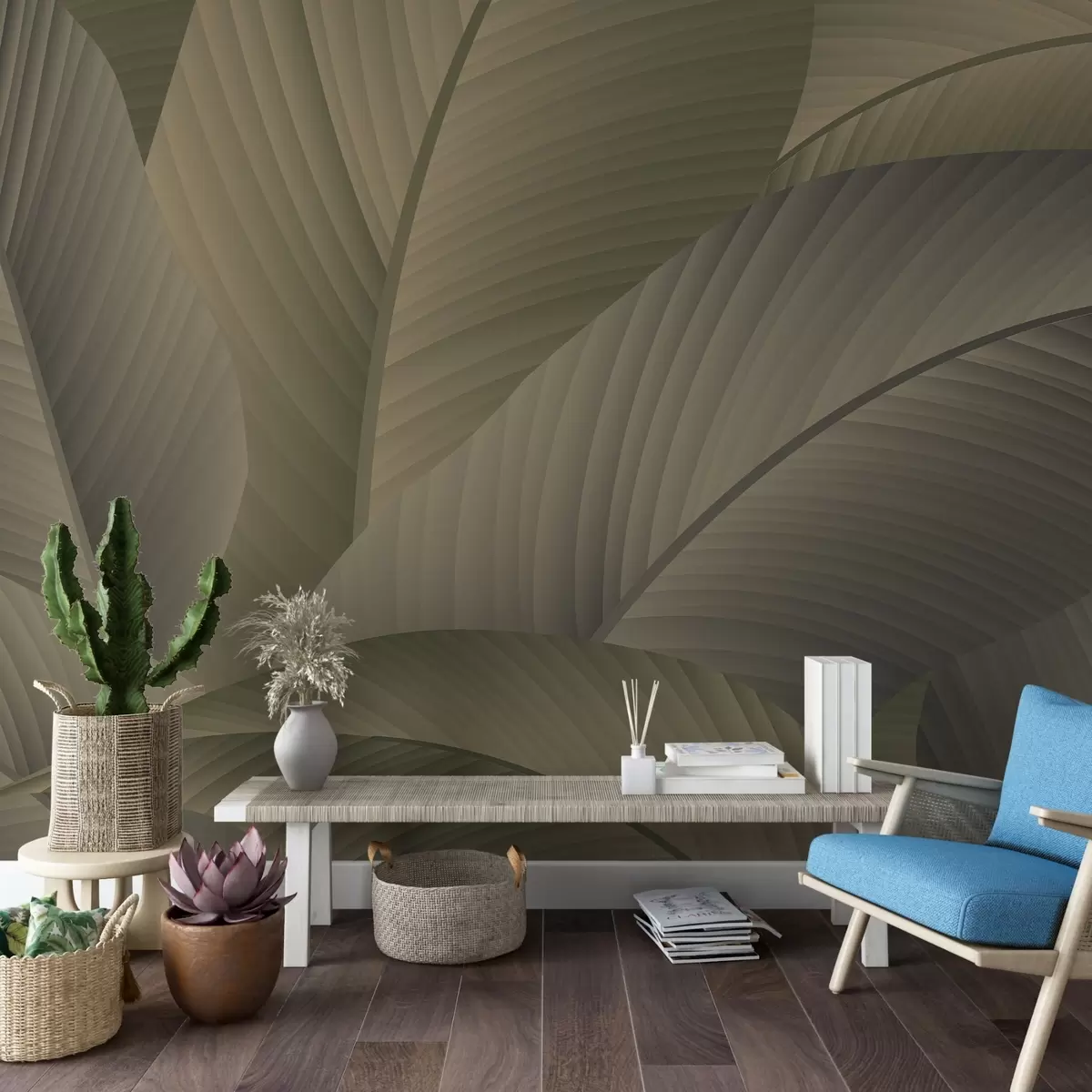 wall murals Велики листови смеђе боје w02366v2