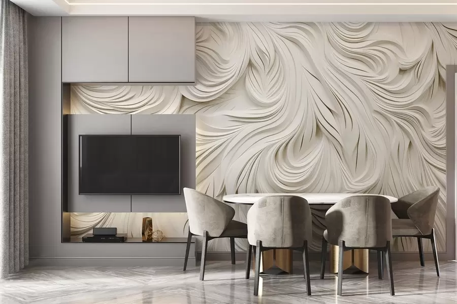 wall murals Волуметријски узорак на зиду у јарким бојама w02010