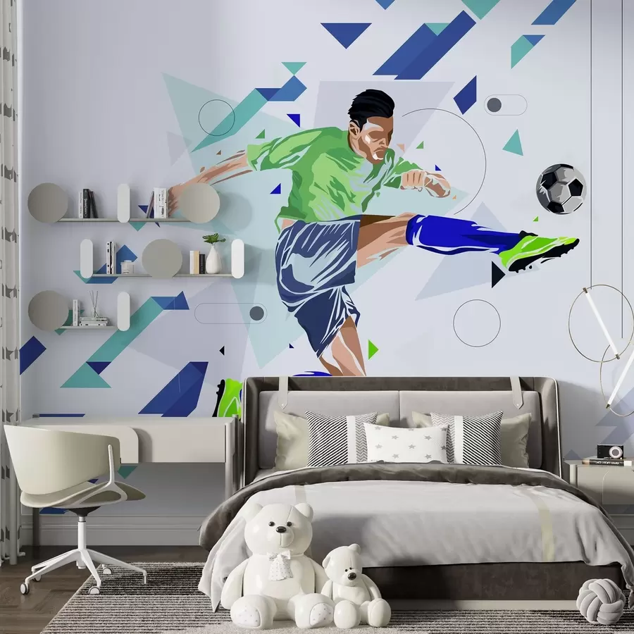 wall murals фудбалер који шутира лопту w02401