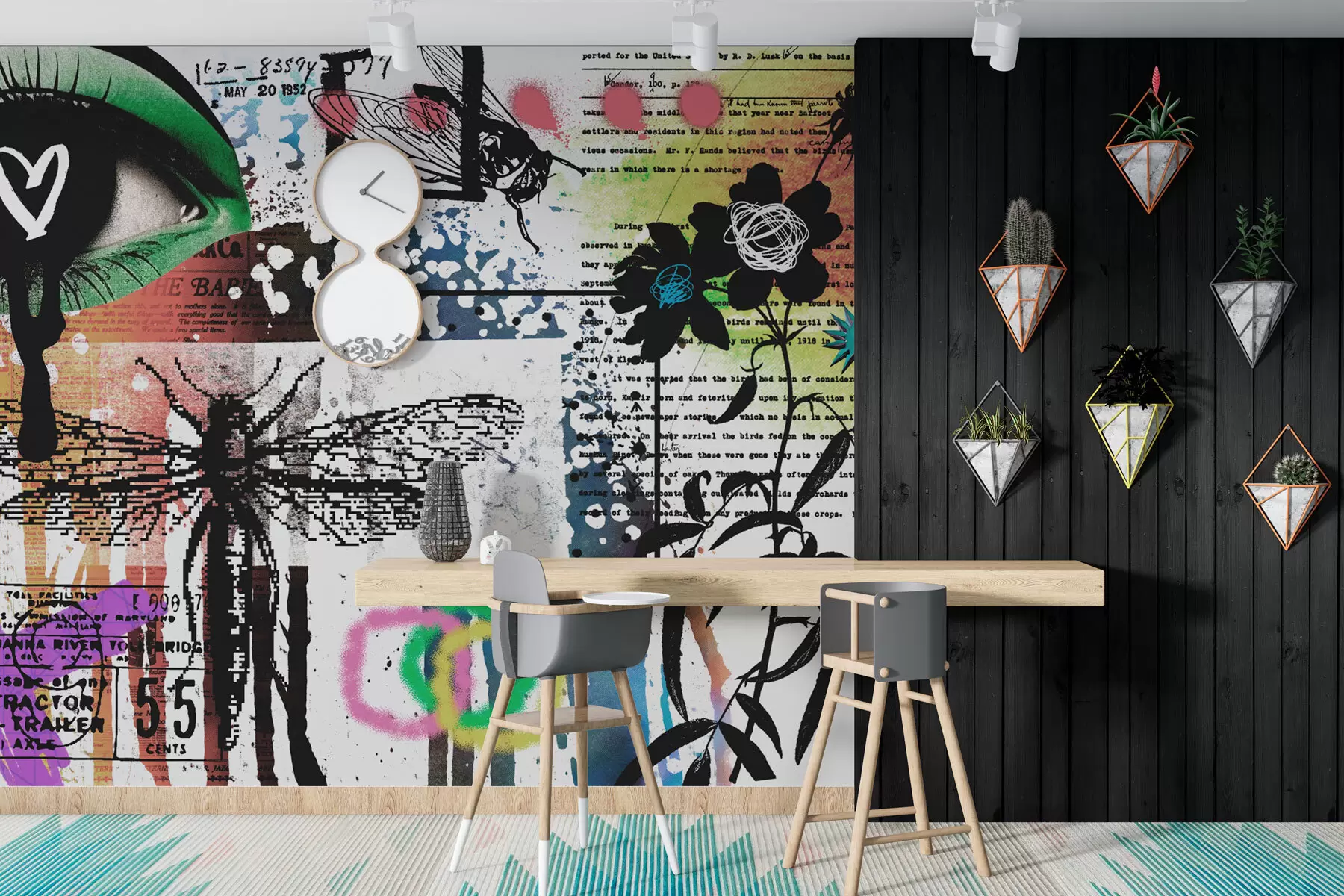 wall murals Натписи у стилу графита, цвеће, фигуре w02255