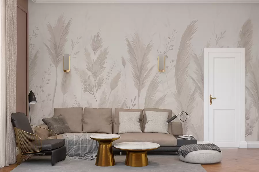 wall murals Нежно дивље цвеће и класови у нежним пастелним бојама w02446