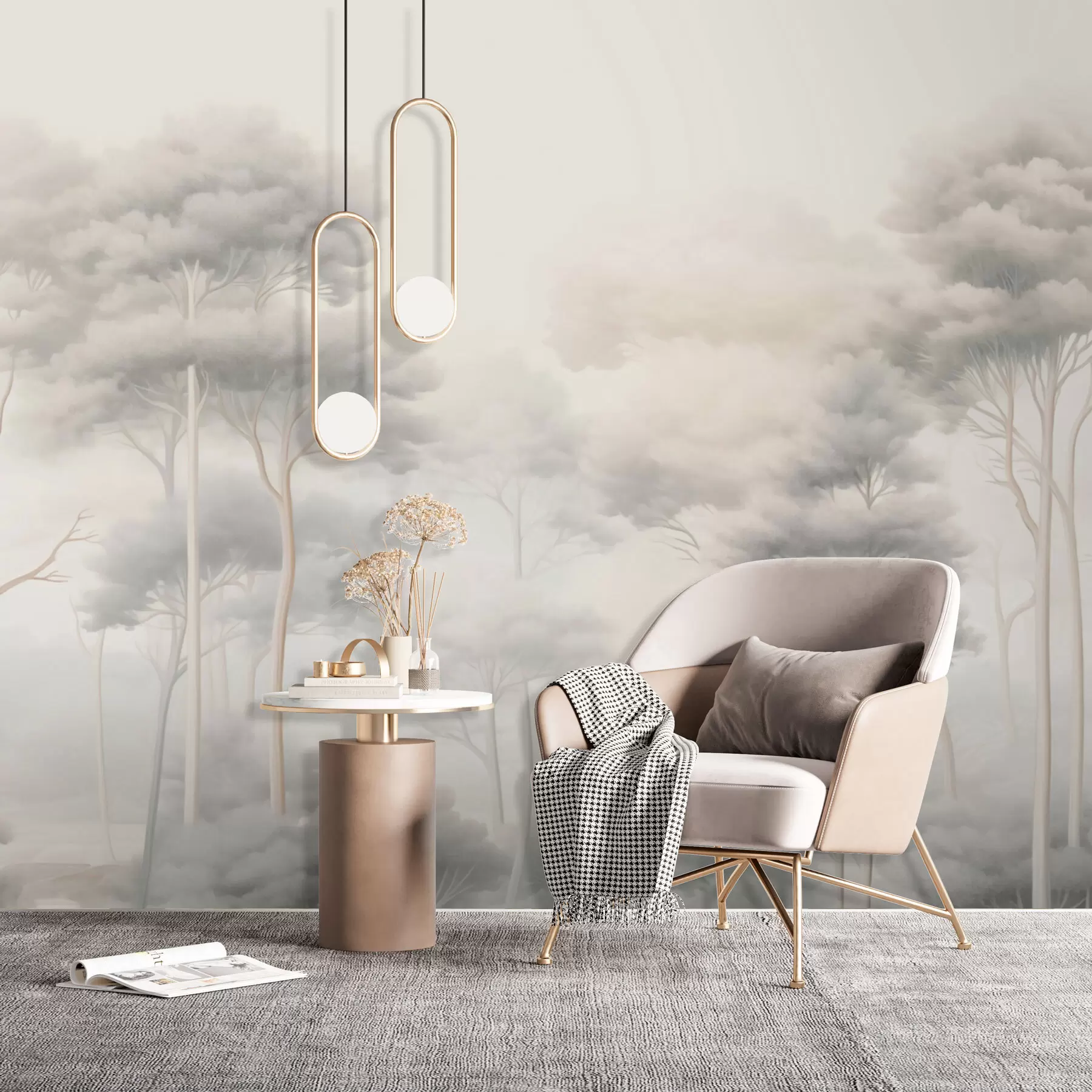 wall murals Нежна магловита шума са лабавим крунама w02448