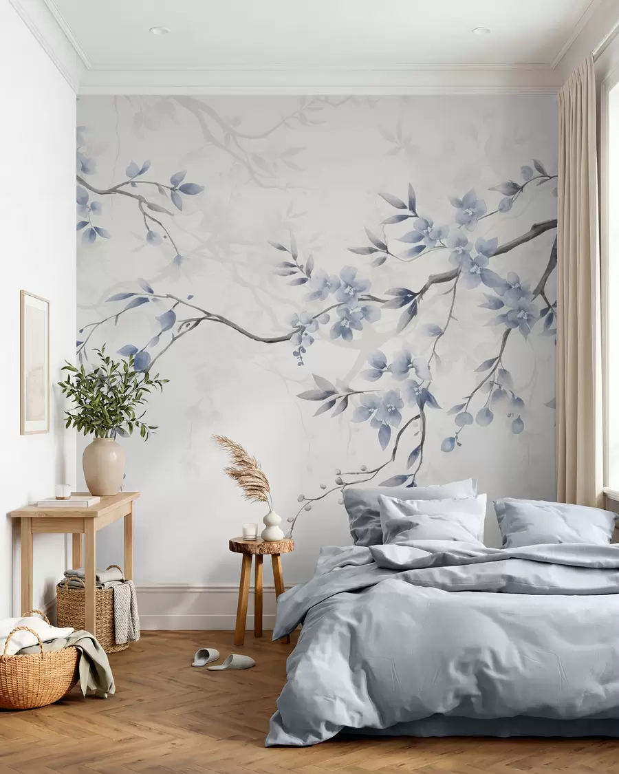 wall murals Трендовске гране са цвећем и лишћем w02449