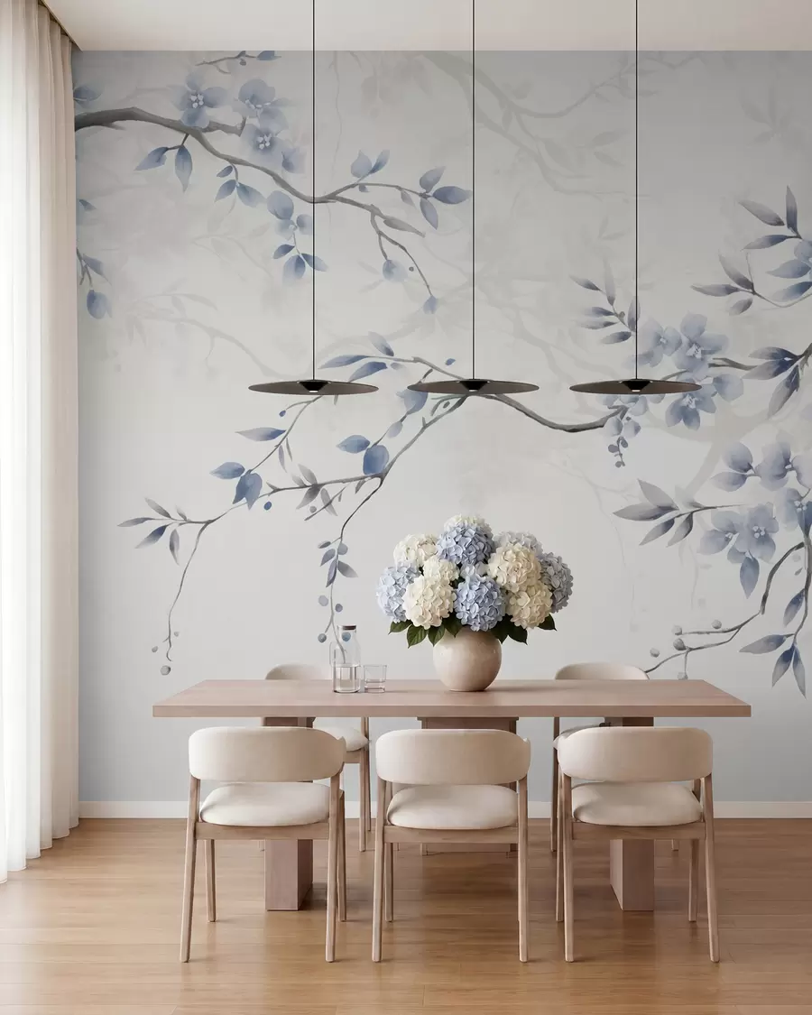 wall murals Трендовске гране са цвећем и лишћем w02449