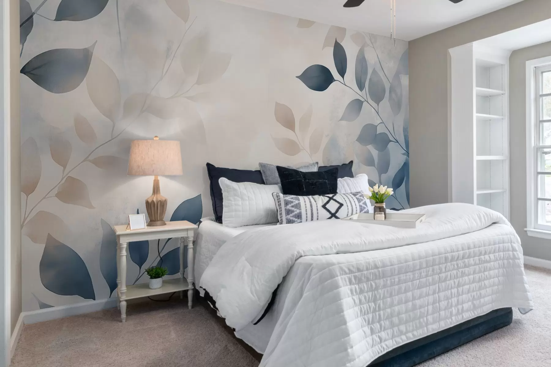 wall murals нежни листови у техници акварела w02453