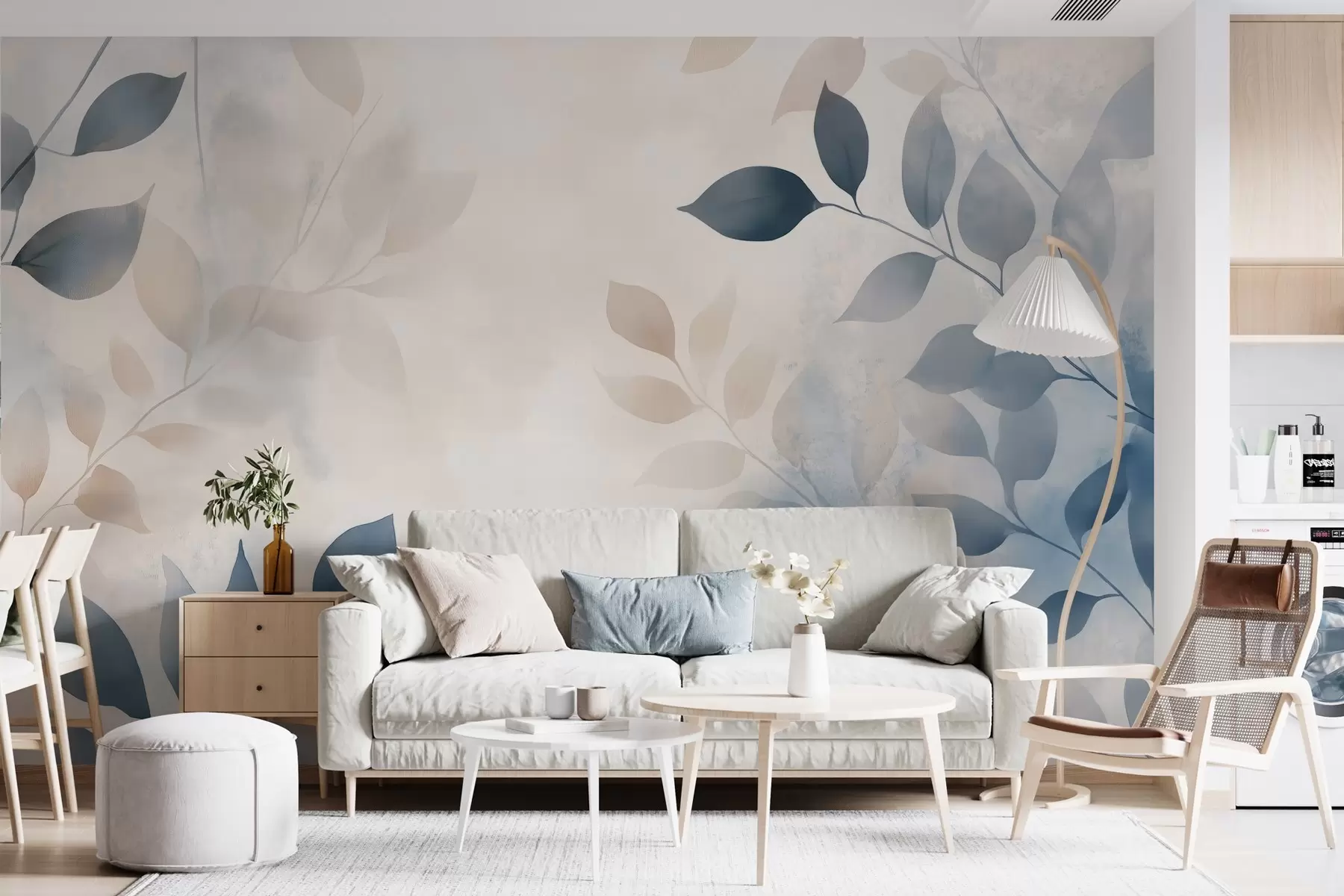 wall murals нежни листови у техници акварела w02453