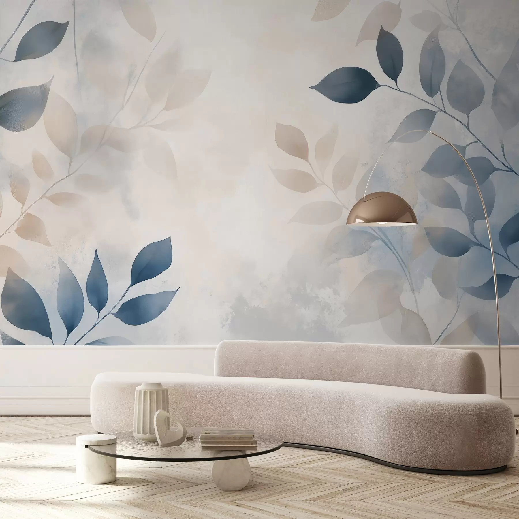 wall murals нежни листови у техници акварела w02453