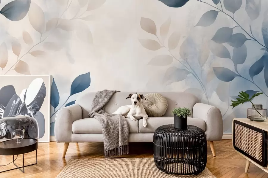 wall murals нежни листови у техници акварела w02453