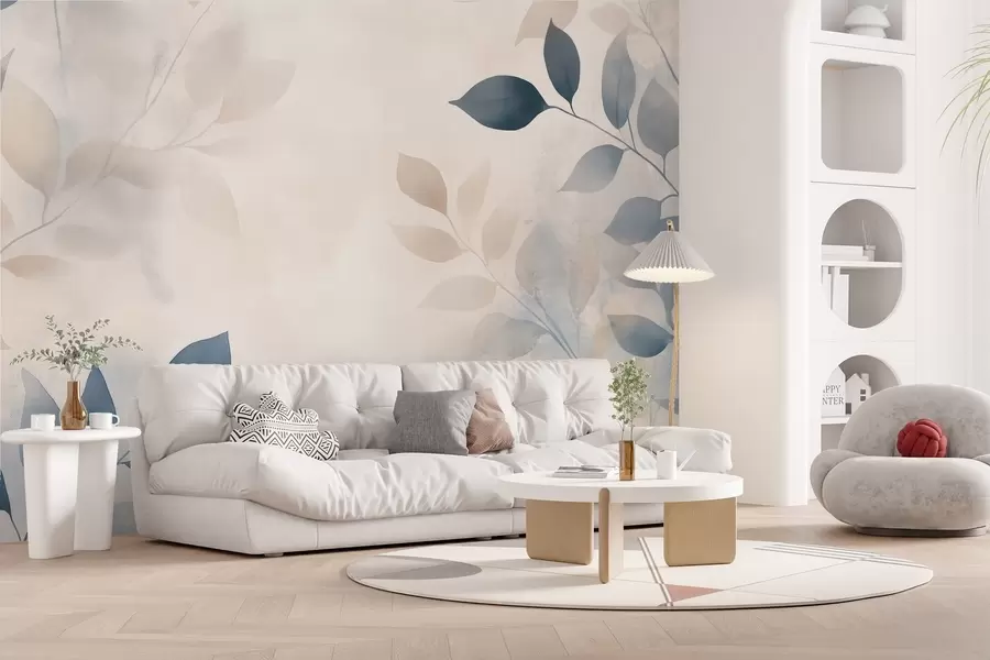 wall murals нежни листови у техници акварела w02453