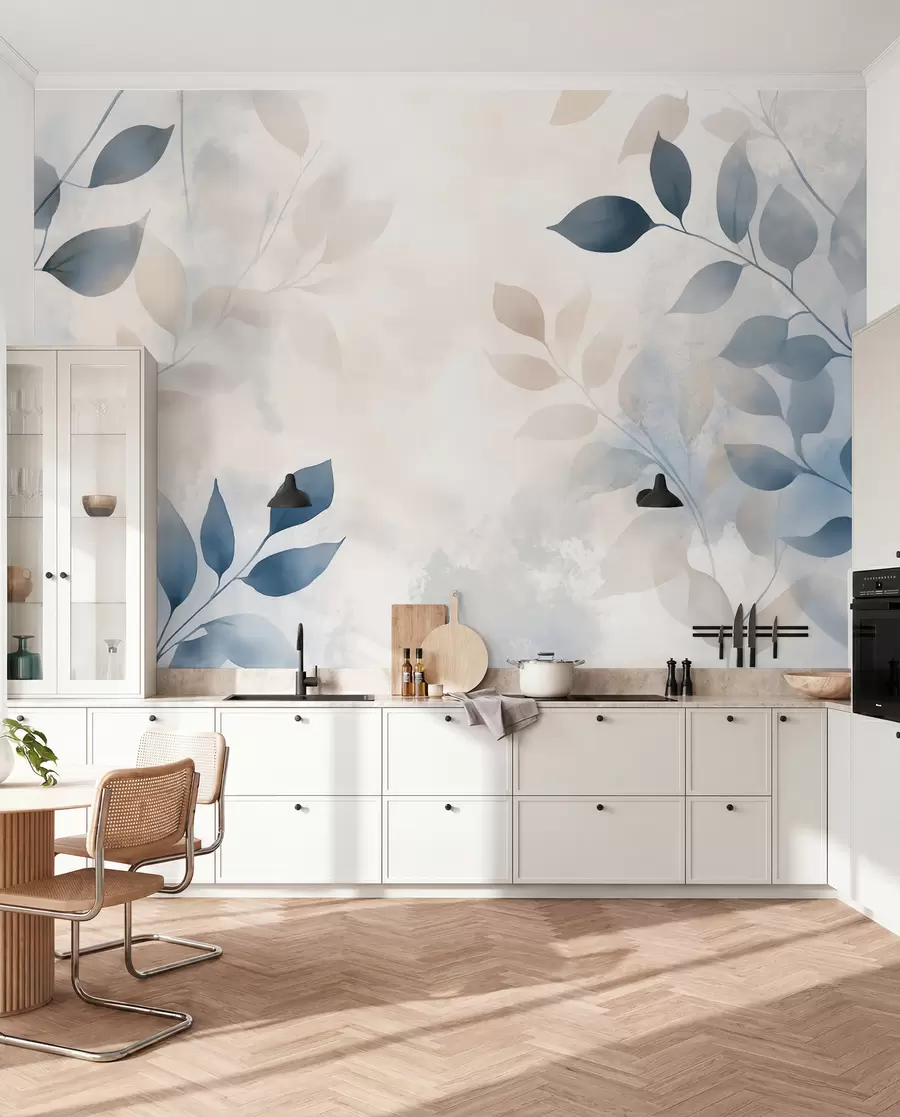 wall murals нежни листови у техници акварела w02453