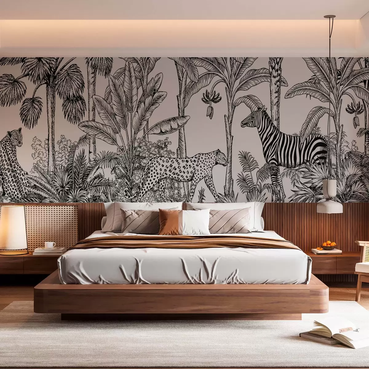 wall murals Савана са леопардима и зебром w02419