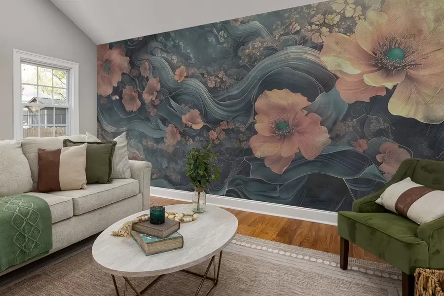 wall murals Велико цвеће на апстрактној позадини w08480