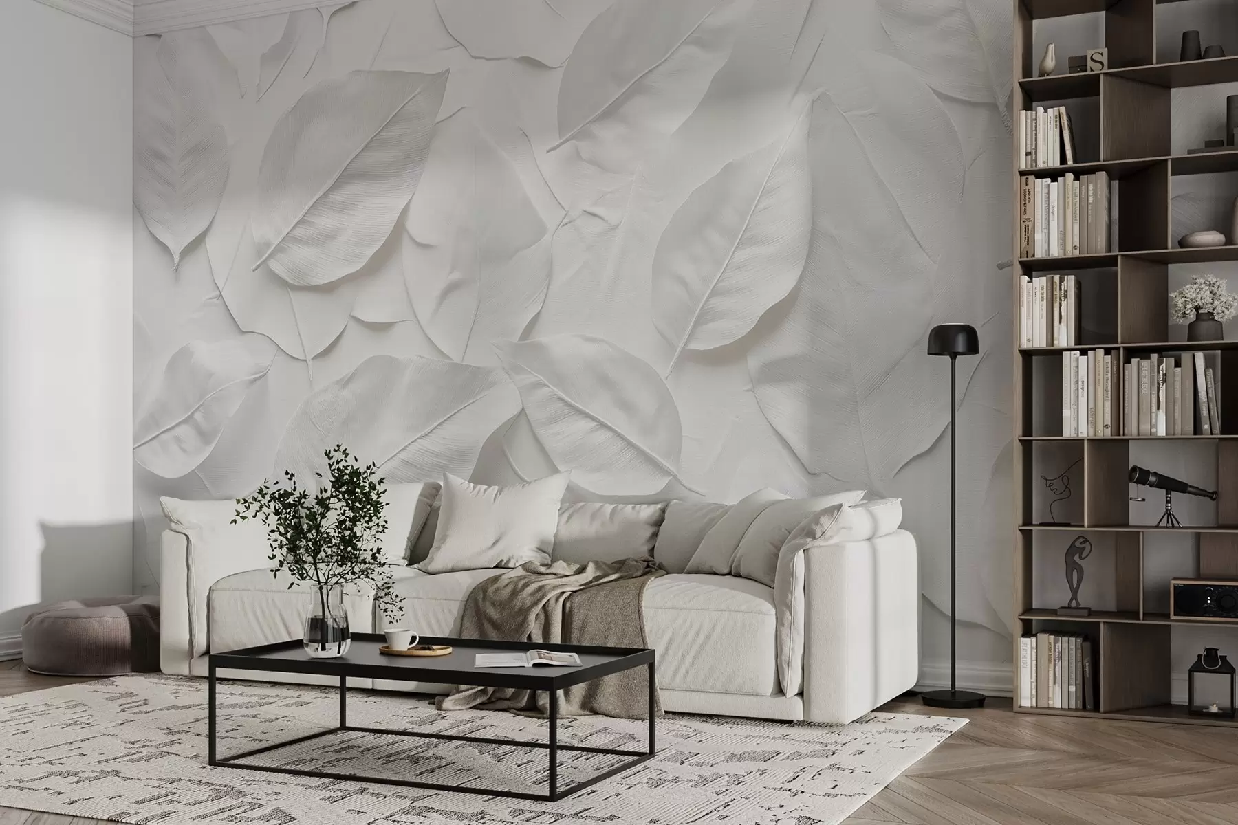 wall murals Бела цветна апстракција листова w08494