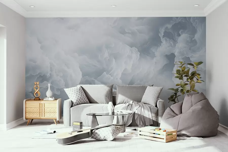 wall murals Ваздушни бели и плави облаци лебде на небу w08495