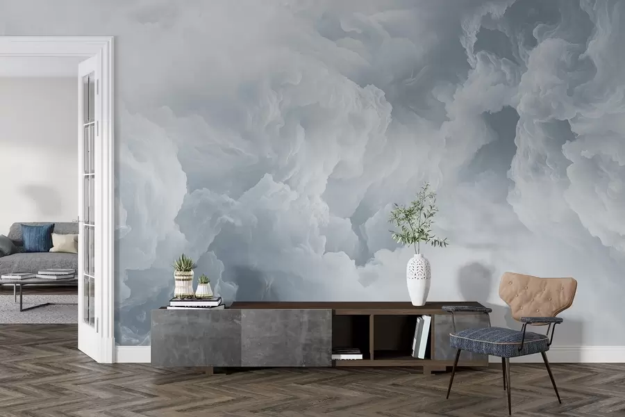 wall murals Ваздушни бели и плави облаци лебде на небу w08495