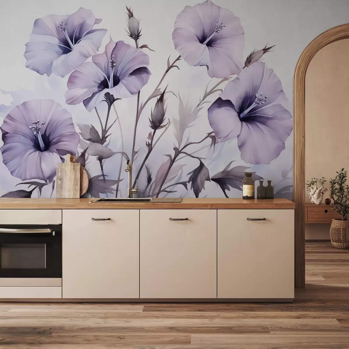 wall murals Цвеће петуније имитација акварела w02466