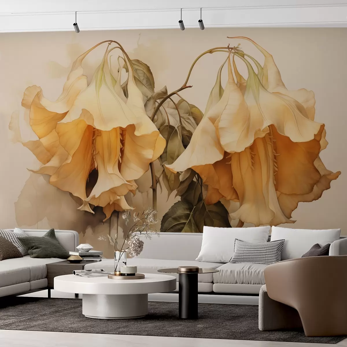 wall murals Жуто наранџасто цвеће имитација акварела w02467