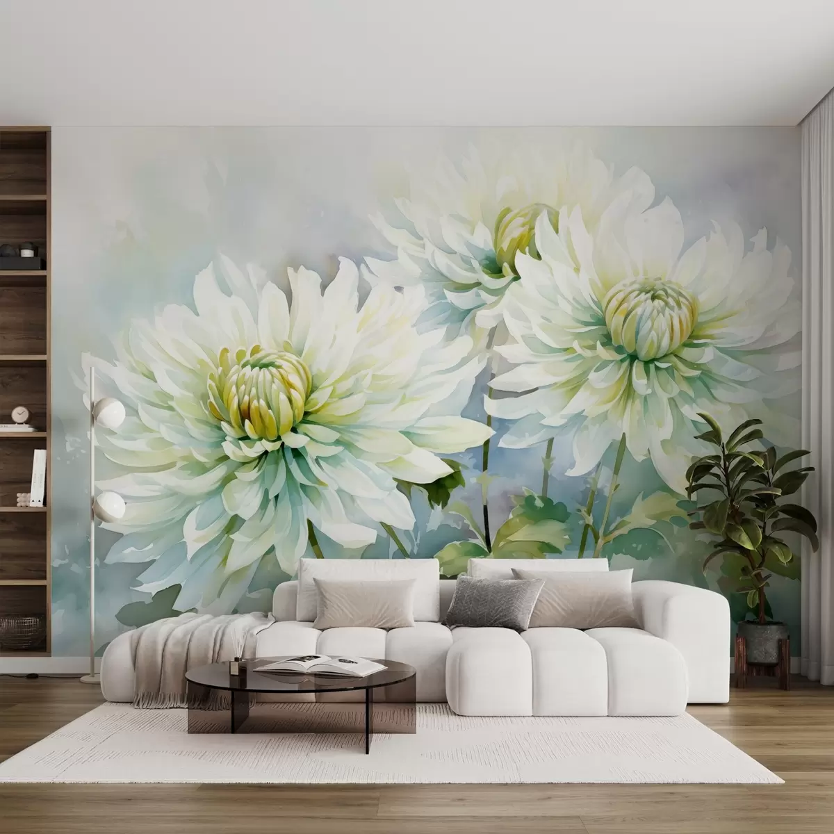 wall murals Хризантеме имитација акварела w02468