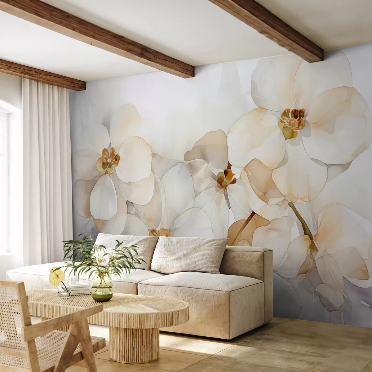 wall murals Беле орхидеје имитирају акварел w02470