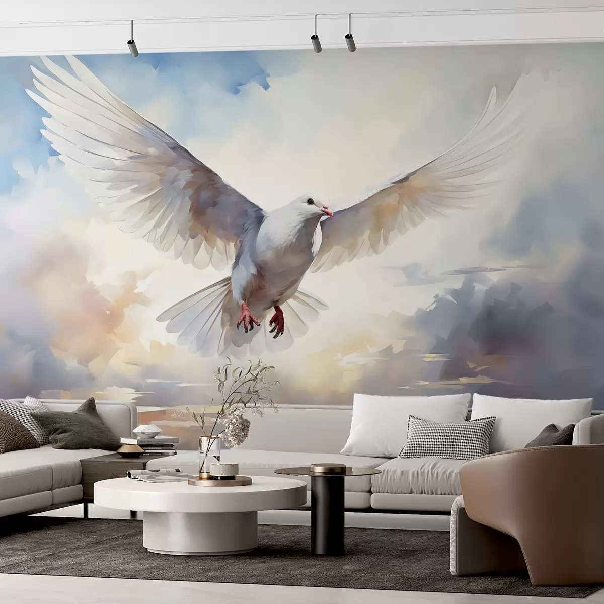 wall murals Бели голуб на небу имитација слике w02472