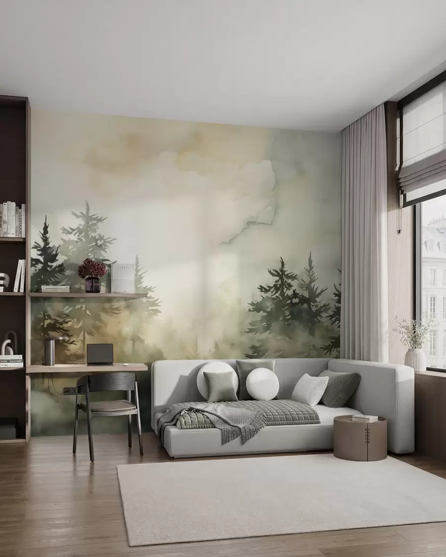 wall murals Имитација шуме слика акварел w02473