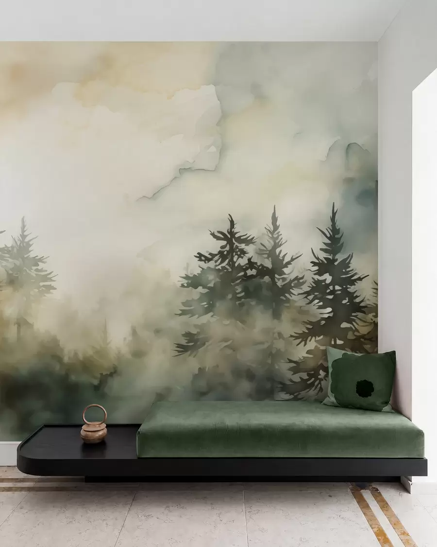wall murals Имитација шуме слика акварел w02473