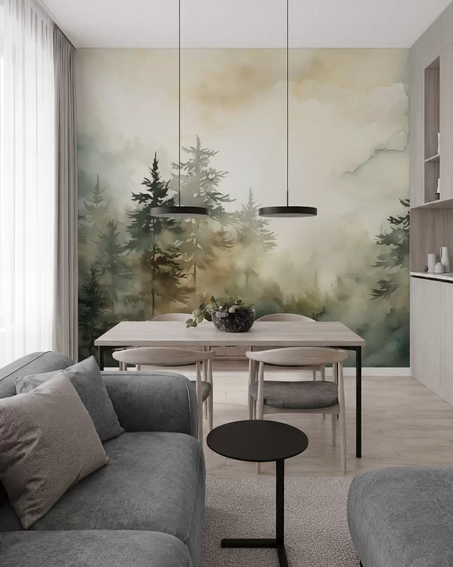 wall murals Имитација шуме слика акварел w02473