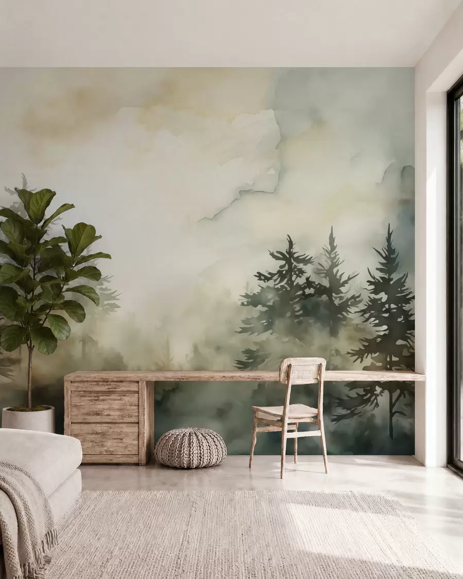 wall murals Имитација шуме слика акварел w02473