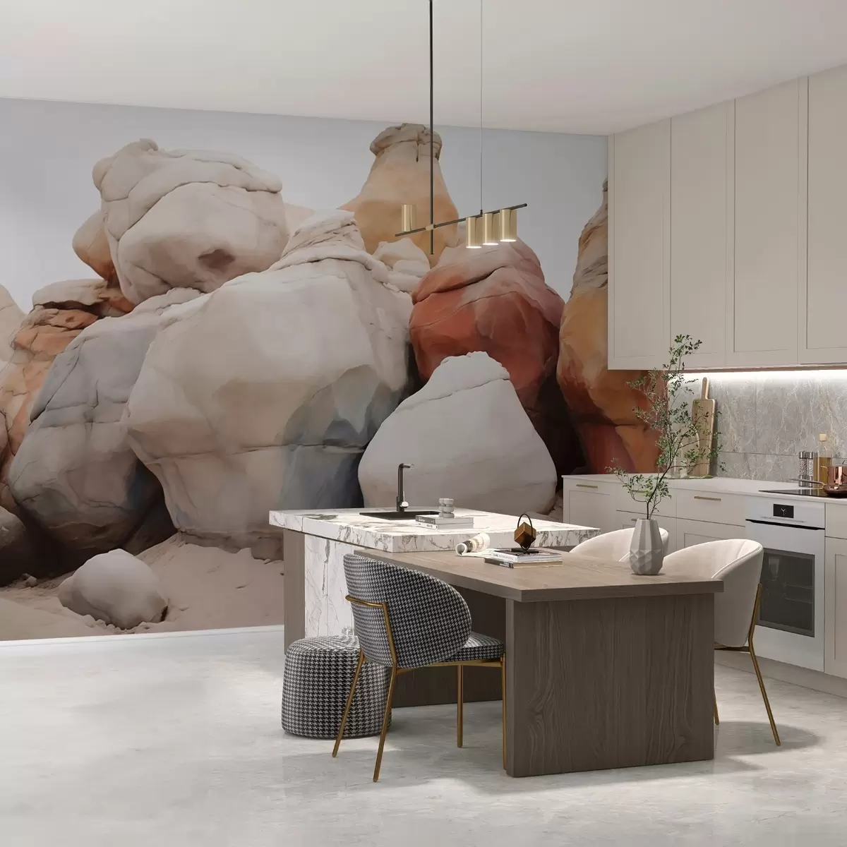 wall murals Велико камење на песку имитација акварела w02500