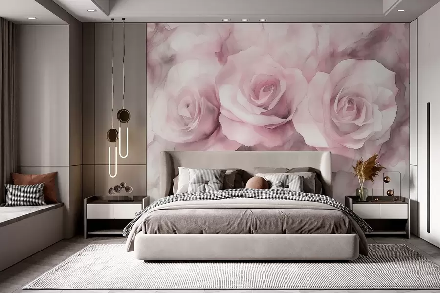 wall murals Прелепе руже, акварел стил, розе боје, боемски w02492v1