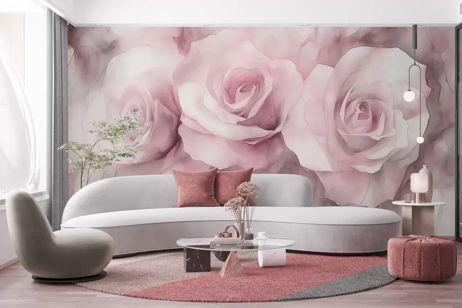 wall murals Прелепе руже, акварел стил, розе боје, боемски w02492v1
