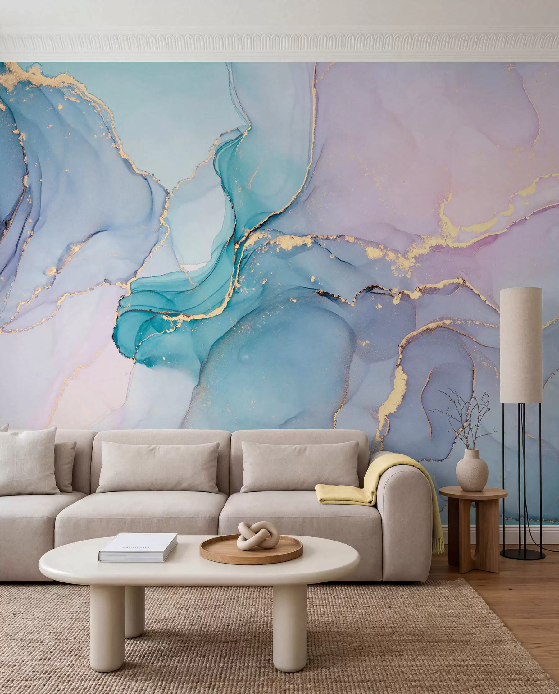wall murals Мермер - азурно, розе u49408