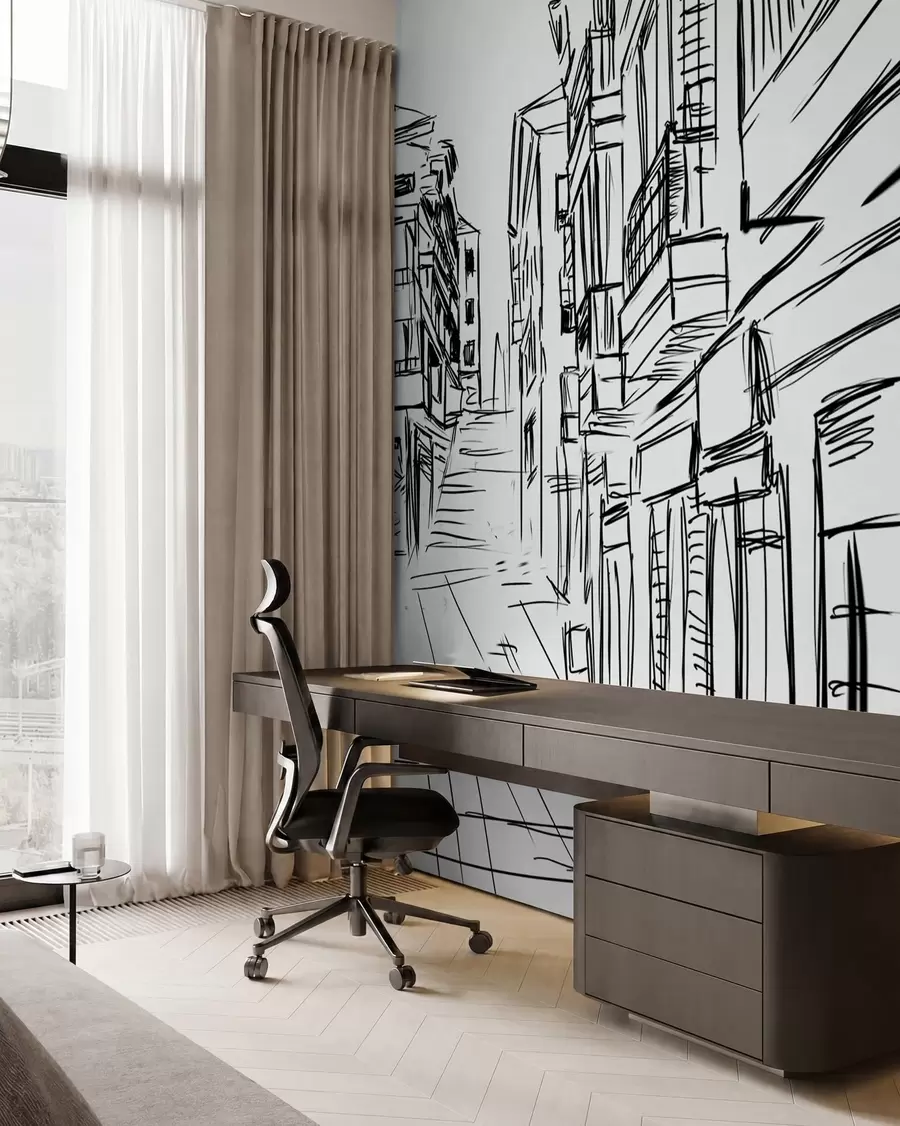 wall murals Зграда, црна и инфраструктура u51061
